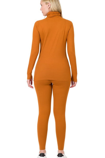 Just Chillin Turtleneck Set - Caramel