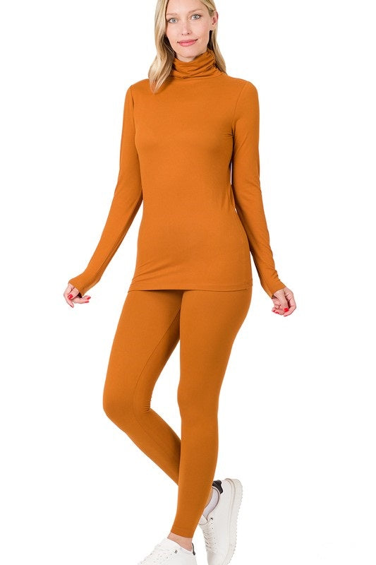 Just Chillin Turtleneck Set - Caramel