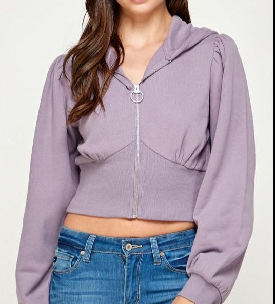 Brittany Crop Hoodie - Lilac