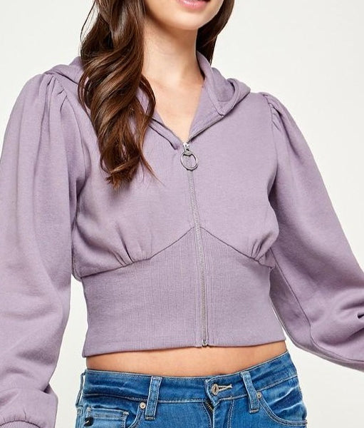 Brittany Crop Hoodie - Lilac