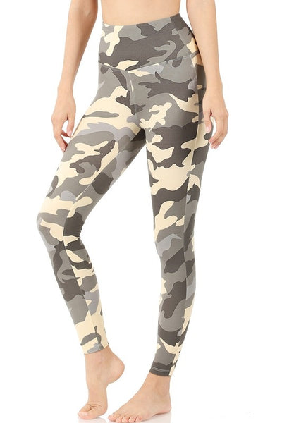 Camo Ready High Waisted Leggings - Grey