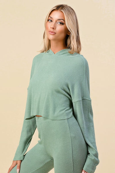 Tiffany Comfy Ridged Crop Top - Baby green