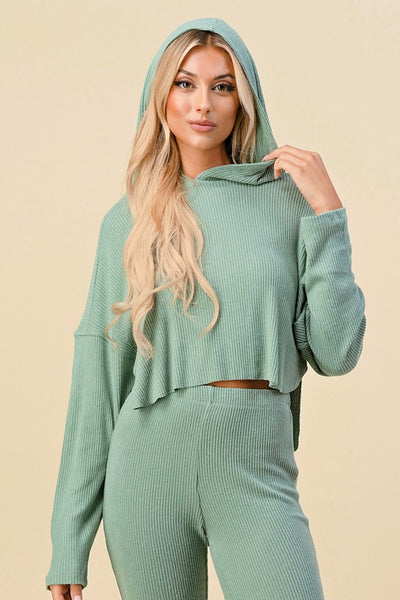 Tiffany Comfy Ridged Crop Top - Baby green