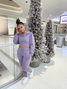 Brittany Crop Hoodie - Lilac